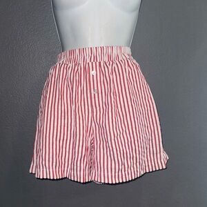 HG Women’s Red & White Striped Boxer Short High Waisted Shorts Small
